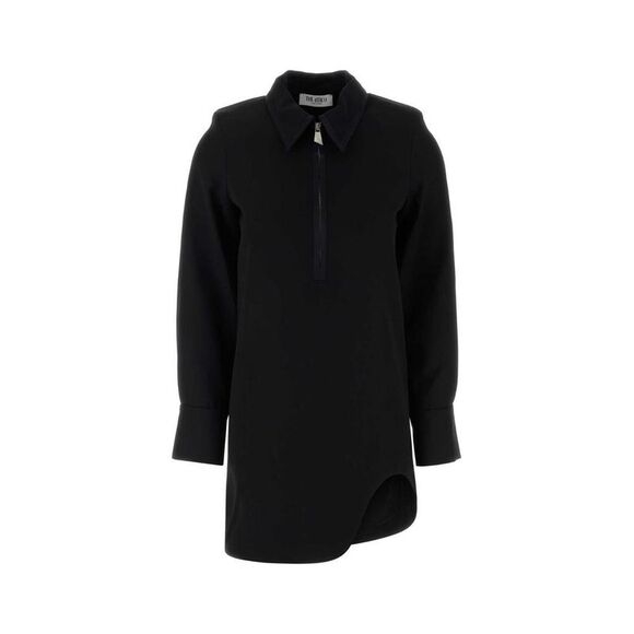 THE ATTICO Dresses & Skirts - THE ATTICO Long Sleeve Shirt Dress with Zipper Detail Women BLACK Dresses